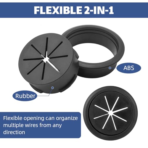 Serplex® 18PCS Desk Cable Grommets 2.36 Inches Circular Multi Management Organizer Office Decorative for Power Cords Serplex® 18PCS Desk Cable Grommets 2.36 Inches Circular Multi Management Organizer Office Decorative for Power Cords